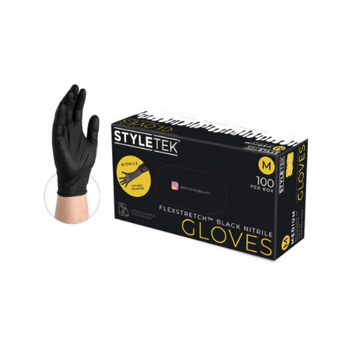 StyleTek Black Nitrile Disposable Gloves – 5 Mil, Powder-Free (100 Count, S–XL)