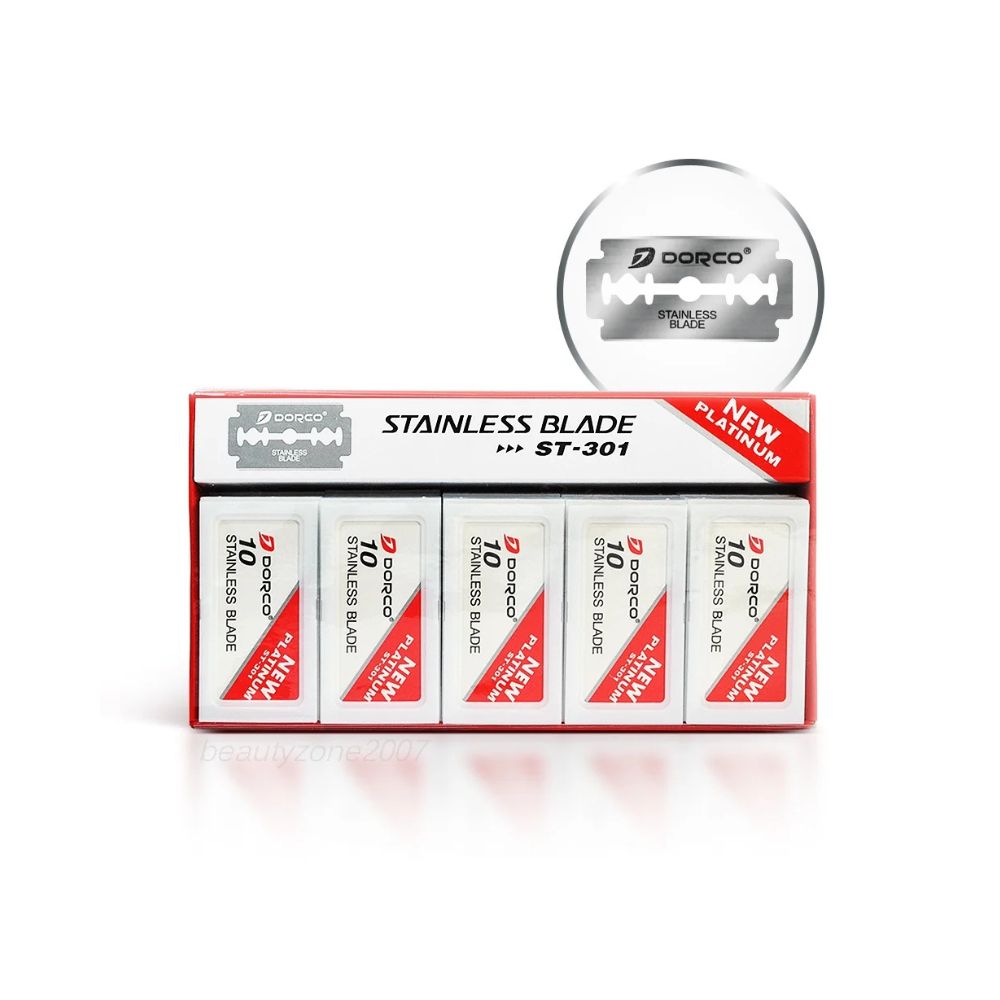 Dorco Stainless Platinum Double Edge Razor Blades 100pcs ST301-PACK RED