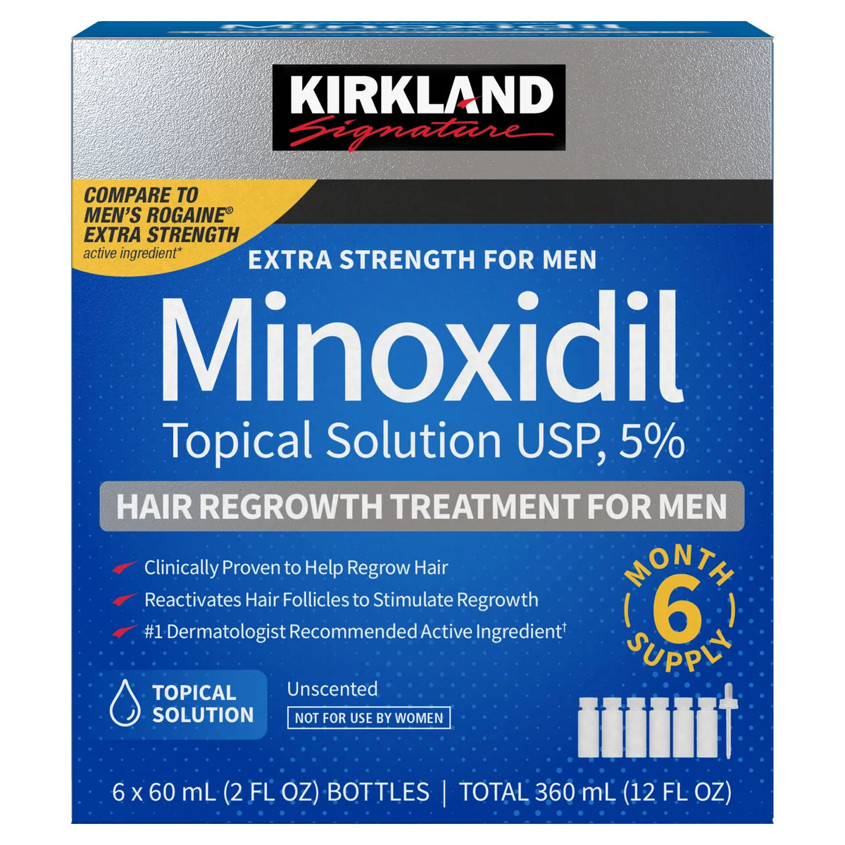 Kirkland Signature Minoxidil 5% Hair Regrowth Treatment for Men – 6 Month Supply