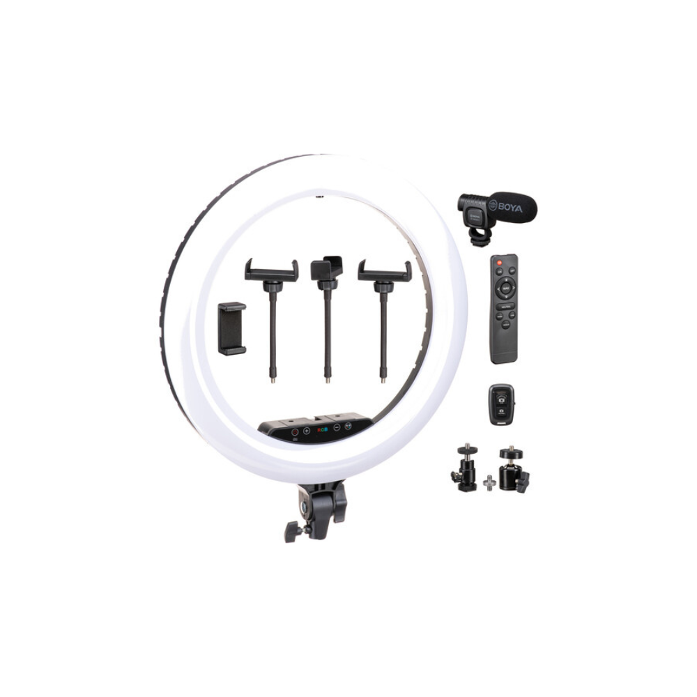 Sunpak Premium Series Bi-Color Ring Light Kit with BOYA Microphone (18")
