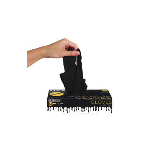 StyleTek Black Nitrile Disposable Gloves – 5 Mil, Powder-Free (100 Count, S–XL)