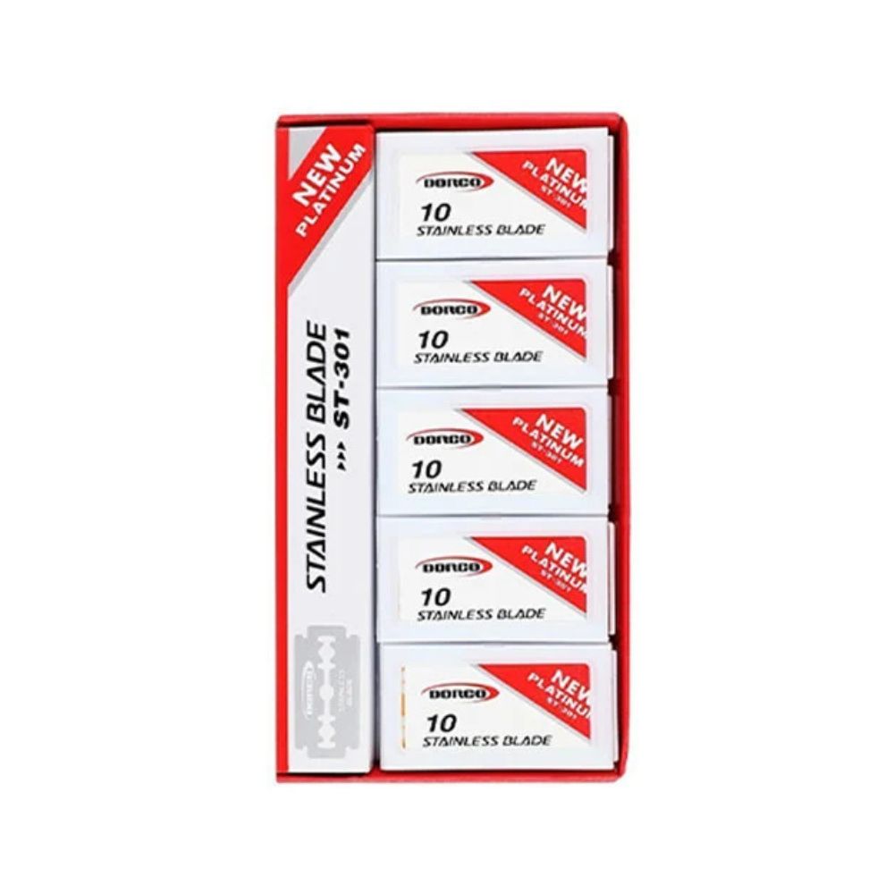 Dorco Stainless Platinum Double Edge Razor Blades 100pcs ST301-PACK RED