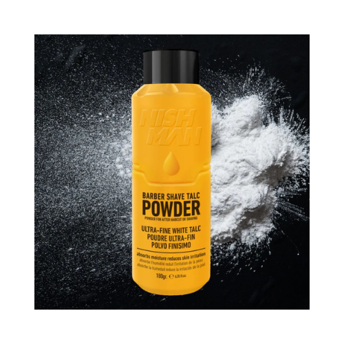 Nishman Barber Talc Powder for After Haircut or Shaving, White, 6.4 oz. 180gr