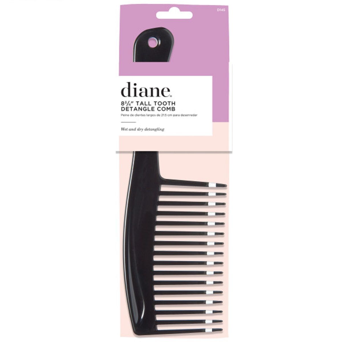 Diane Tall Tooth Detangle Comb 8-3/4" - Black D145